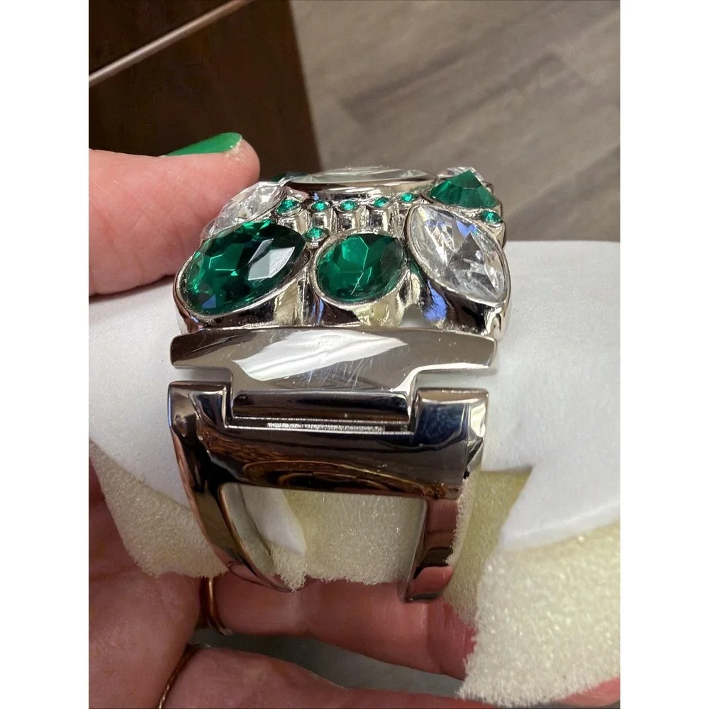 Charming Charlie Cuff Watch Lot 2 Black Green Rhinestone Statement  Watches‎